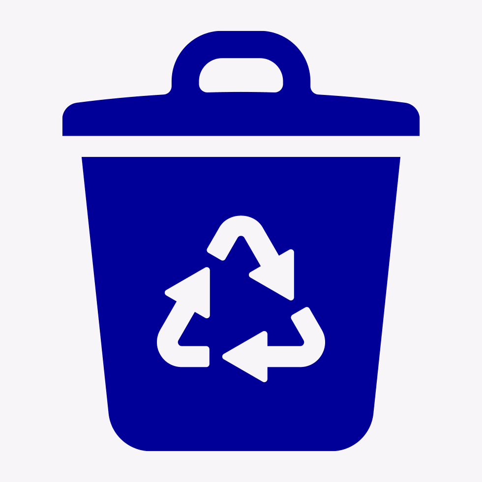 Toolbar trash icon featuring the recycle symbol instead of the standard three lines.