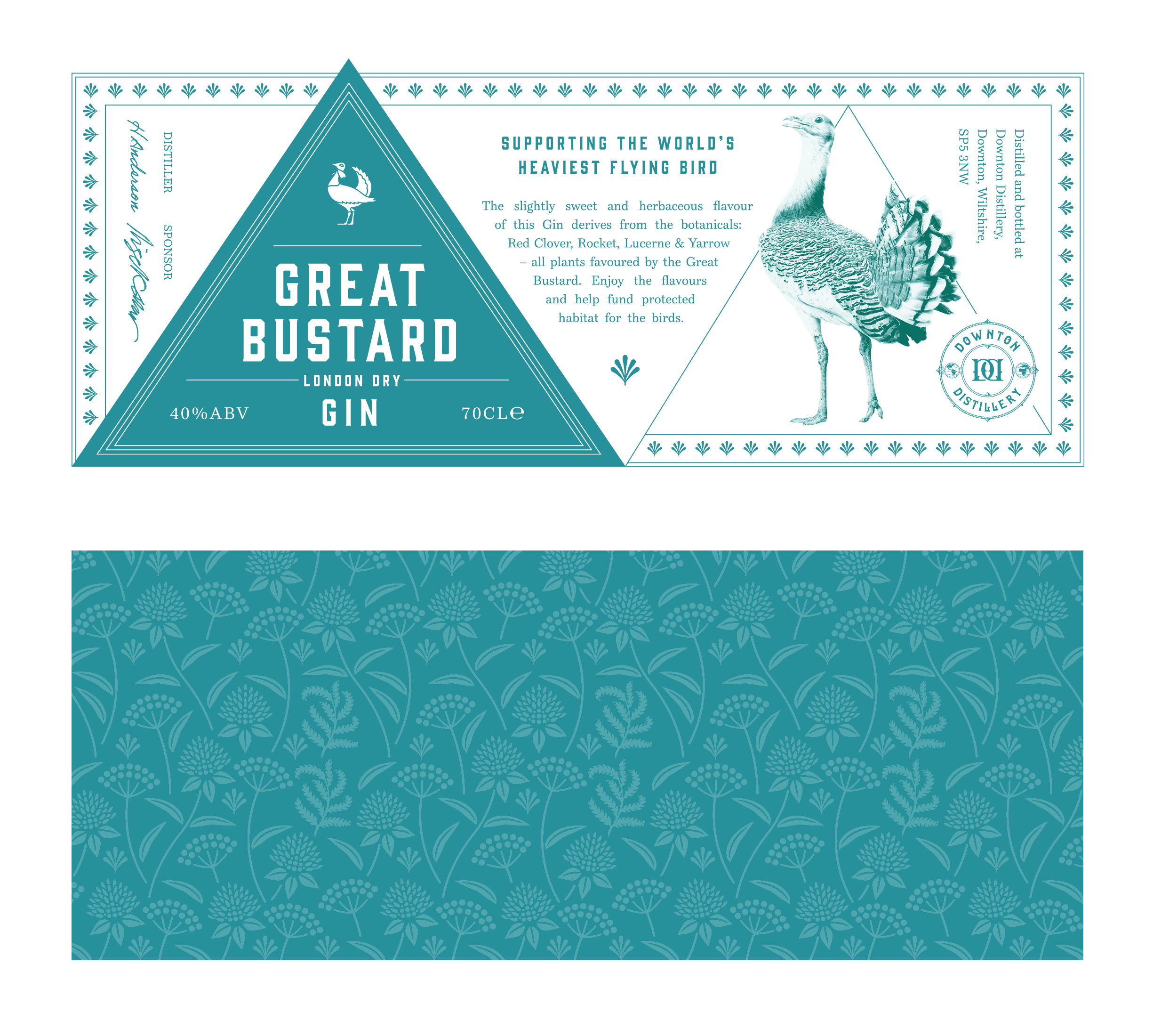 Downton Distillery Great Bustard animated label design