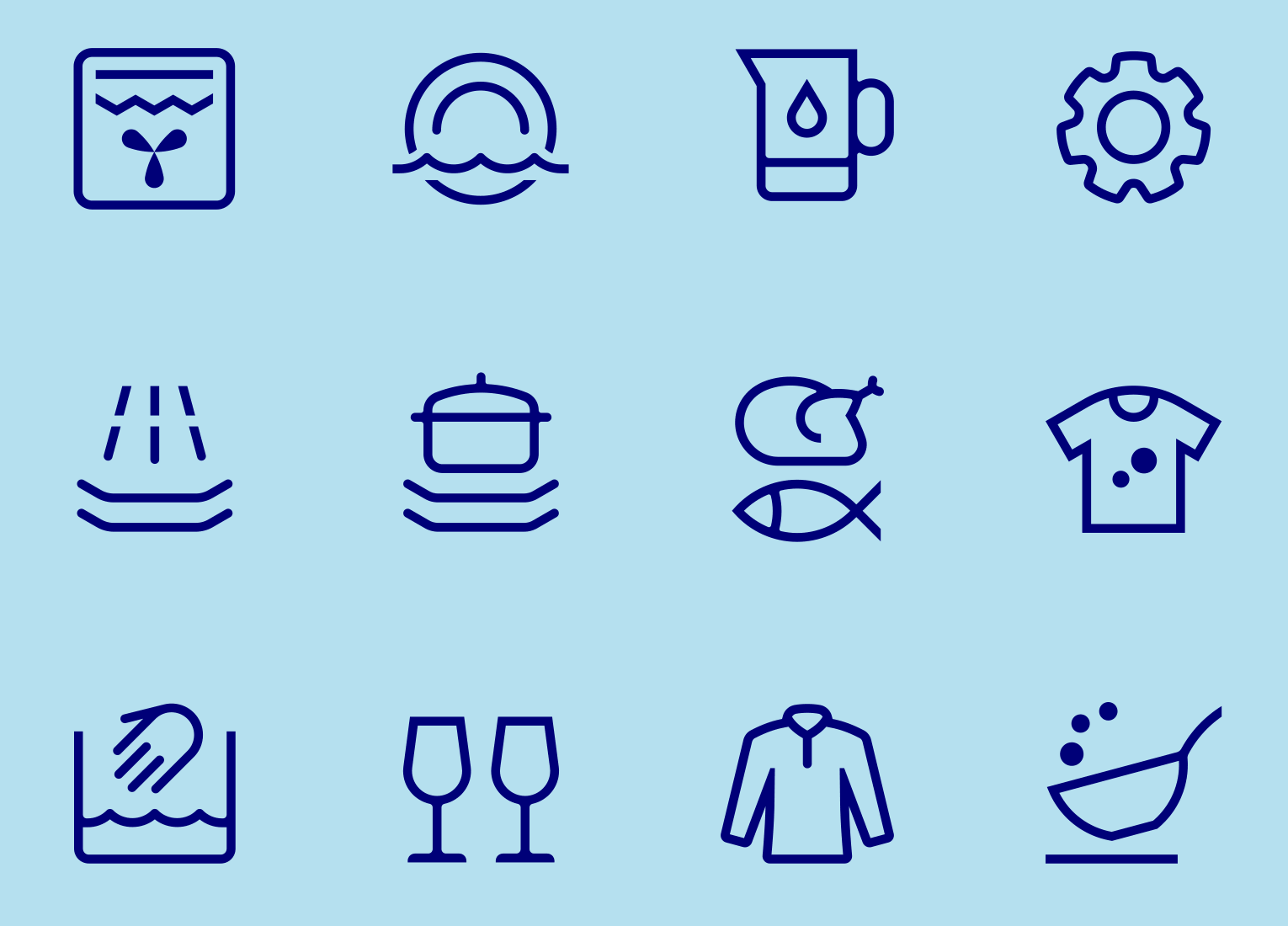A selection of icons from the Electrolux iconography system