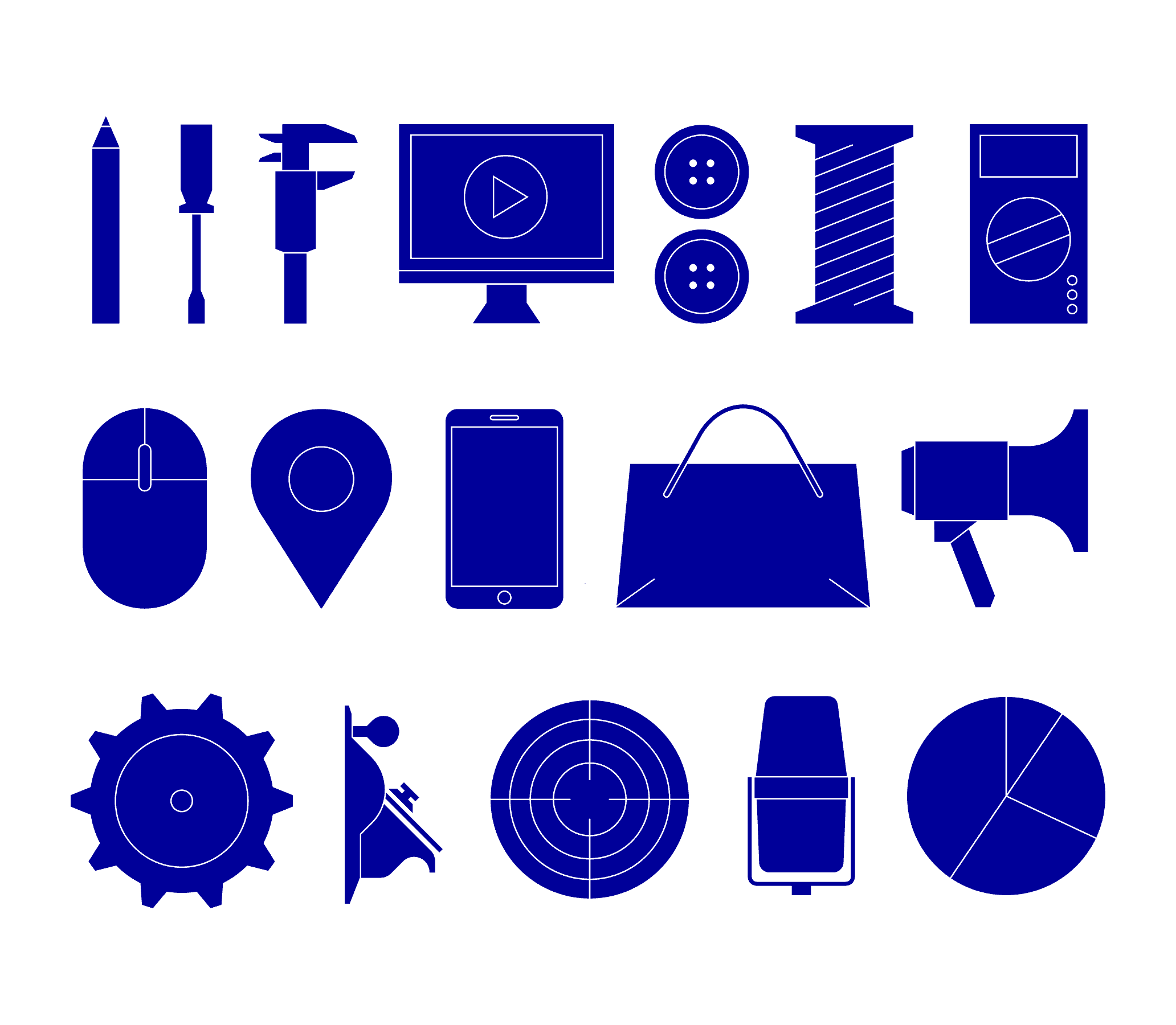 A selection of icons taken from a set designed for the Central Research Laboratory.